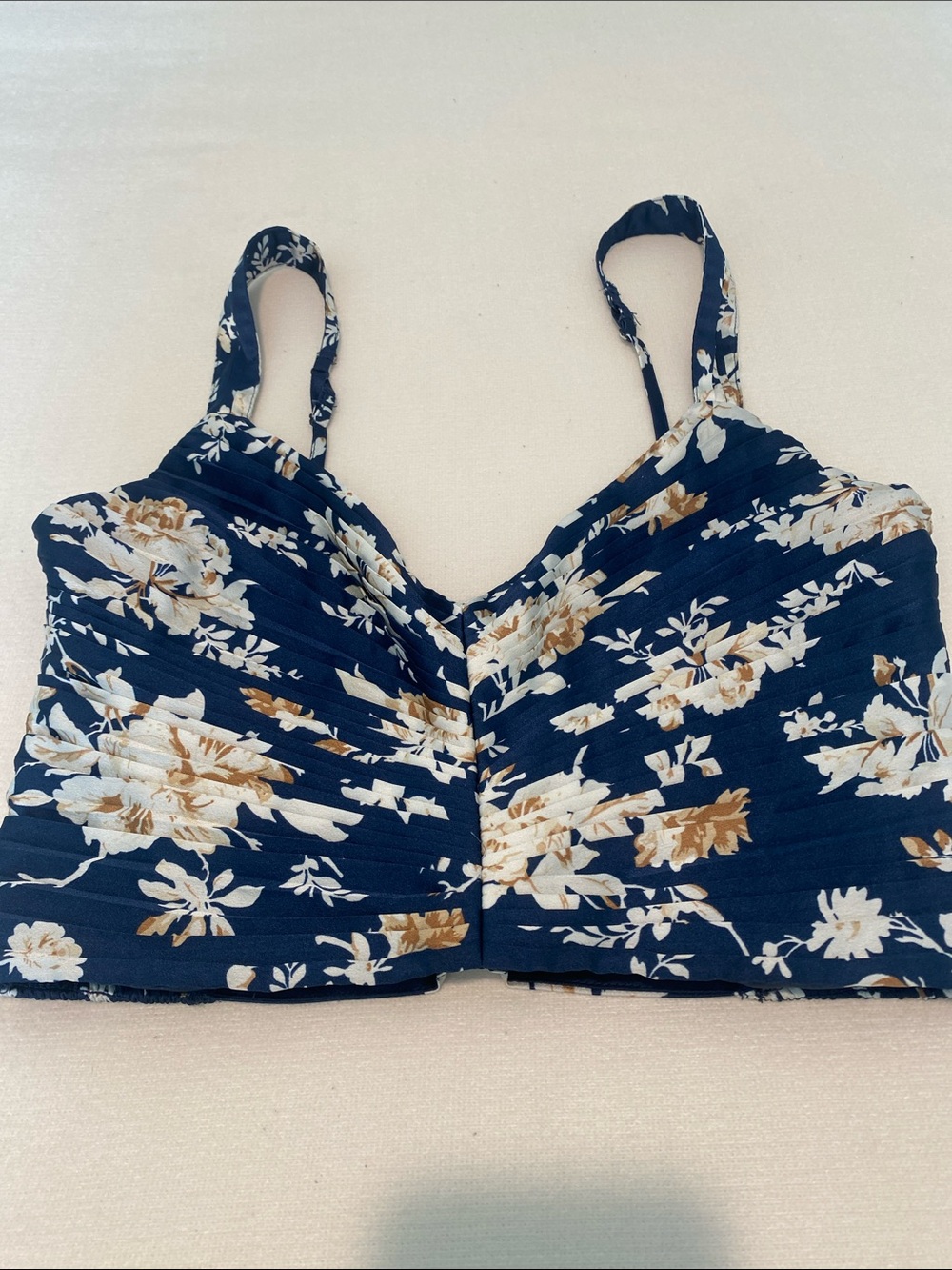 Abercrombie & Fitch Navy Floral Ruched Crop Cami